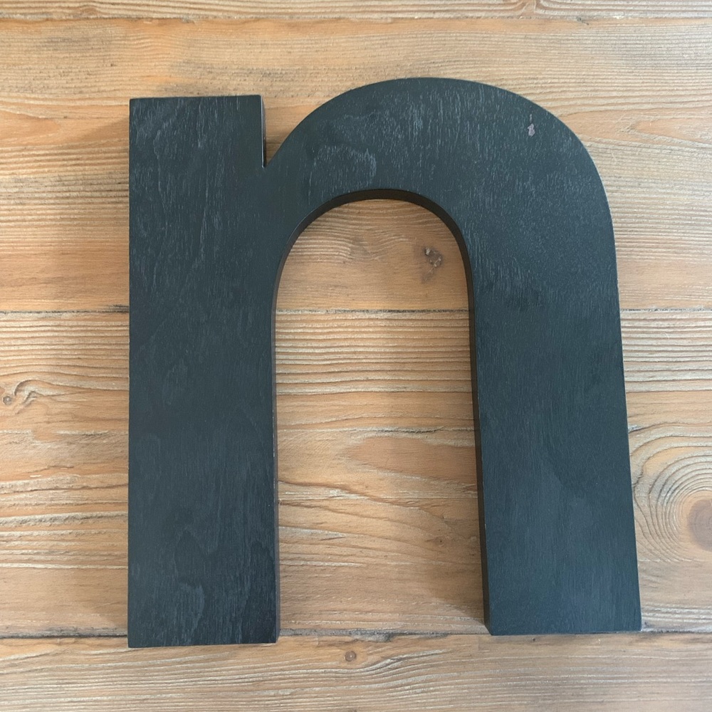 POTTERY BARN • Letter N Black Wood Stained Finish Wall Decor Letter Initial